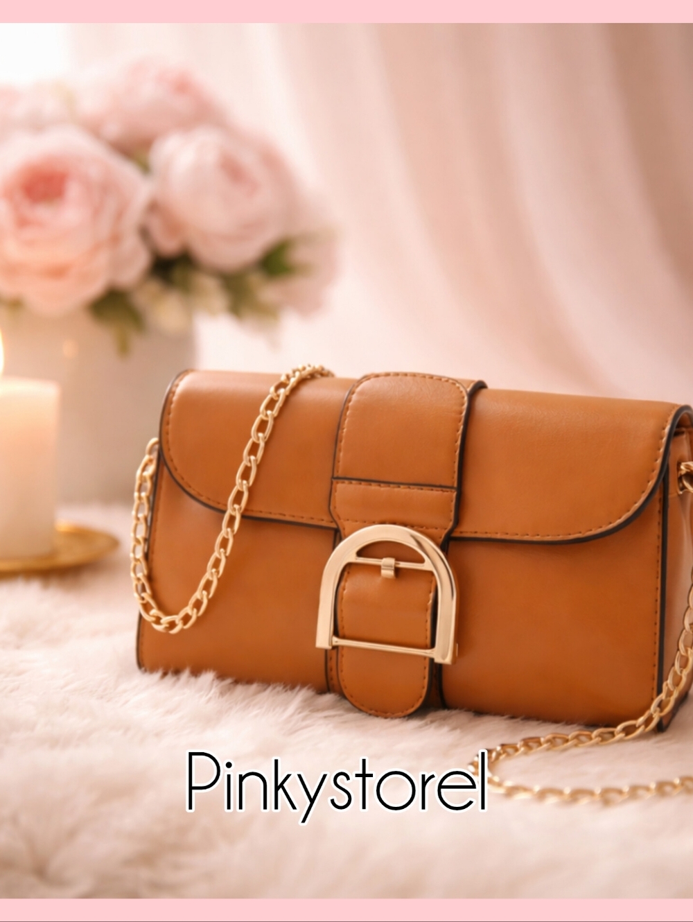 Faux Leather Buckle Front Crossbody Bag